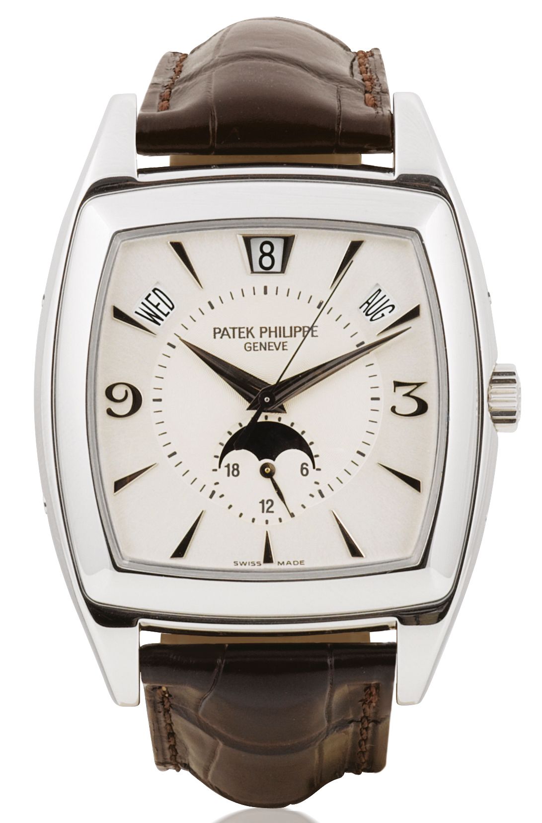 Patek Philippe. A fine 18ct white gold automatic wristwatch with annual calendar and moonphaseGondolo Ref:5135G, Case No. 4356268, Movement No. 3424370 Sold in November 2006