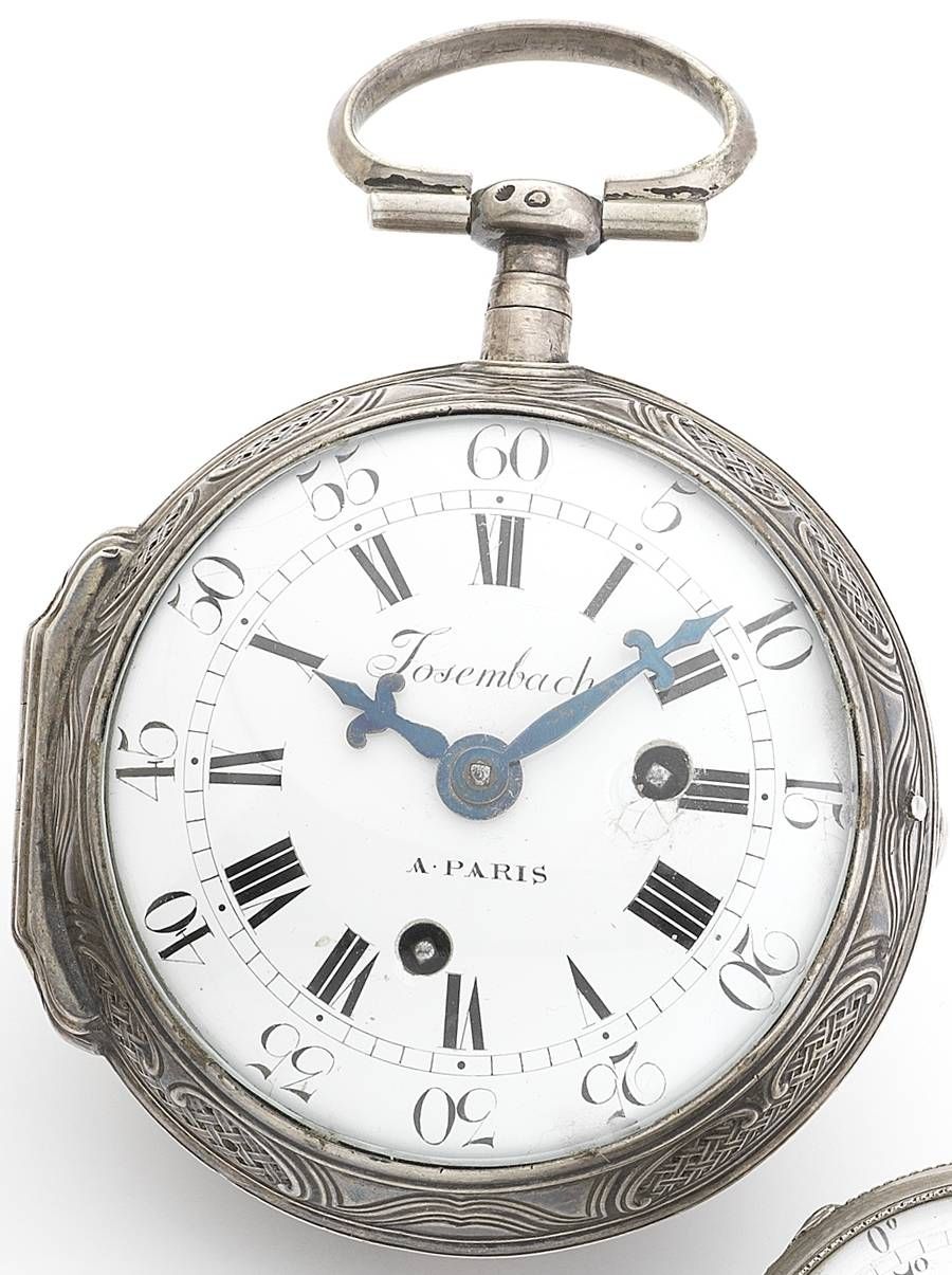 Josenbach, A Paris. A fine late 18th century silver large size open face hour striking coach watchNo.1001, Circa 1790