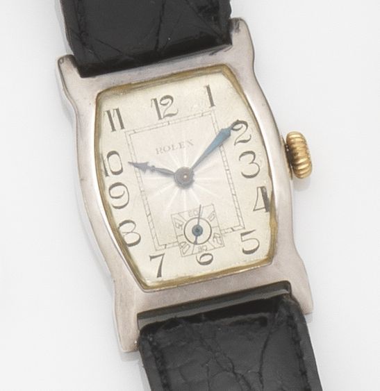Rolex. A silver cased manual wind wristwatchCase No.6140, Movement No.10193, Glasgow Hallmark for 1928