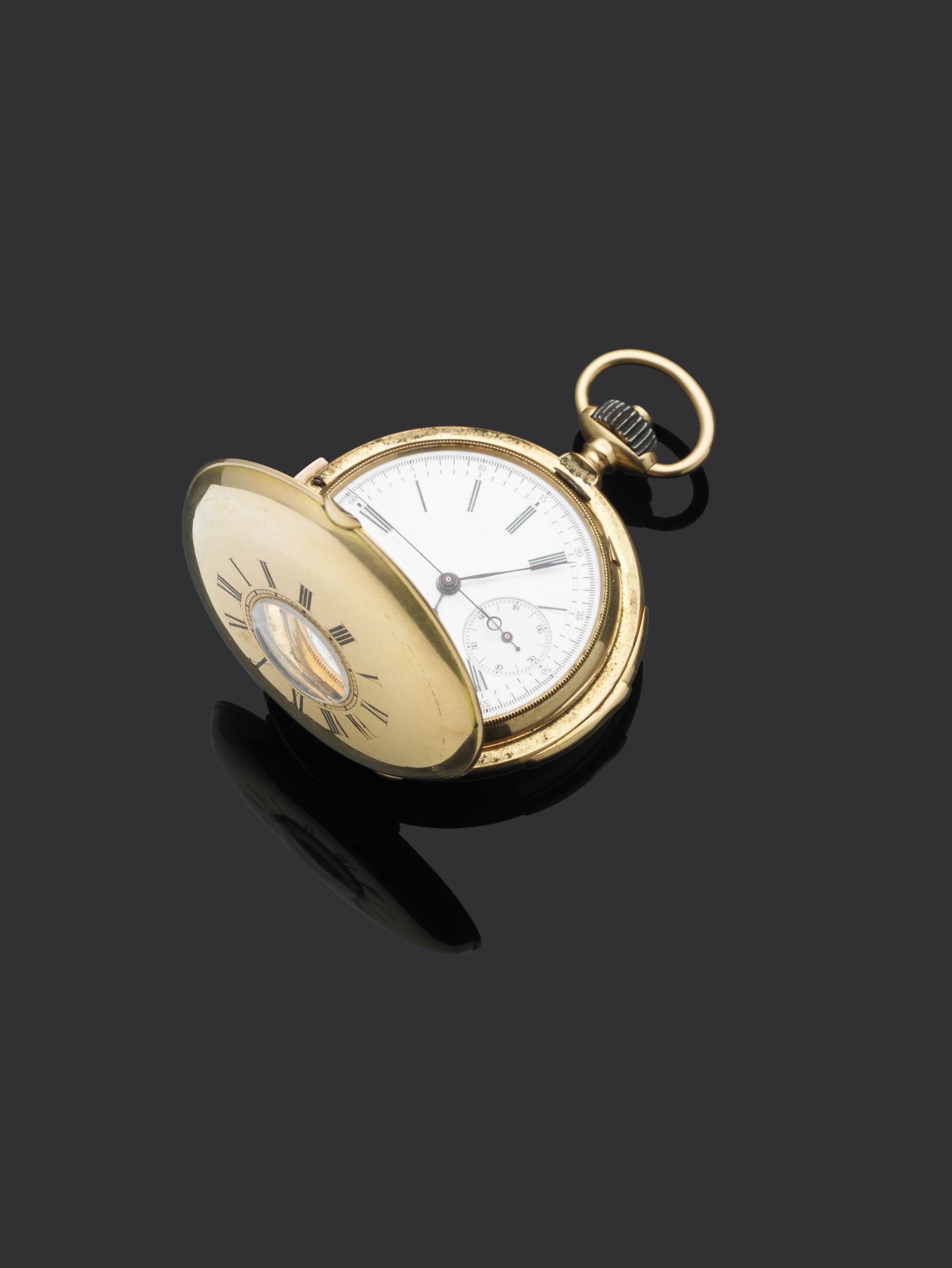 Fritz Piguet & Bachmann,L. Bachmann Succ. An 18ct yellow gold half hunter repeating pocketwatch