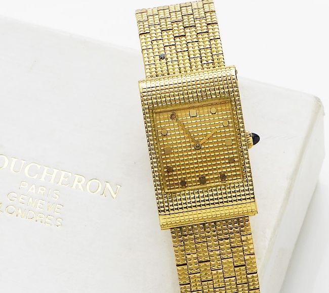Boucheron. A fine lady's 18ct gold bracelet watchCirca 1970