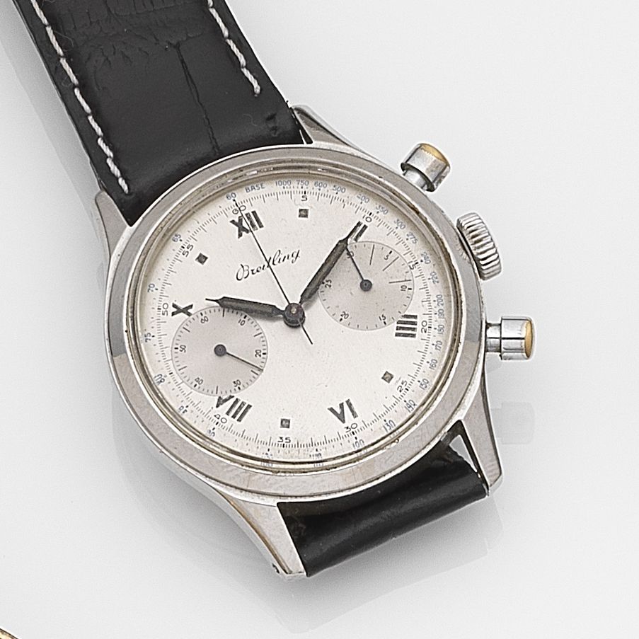Breitling. A stainless steel manual wind chronograph wristwatchRef:777, Case No.620668, Circa 1945
