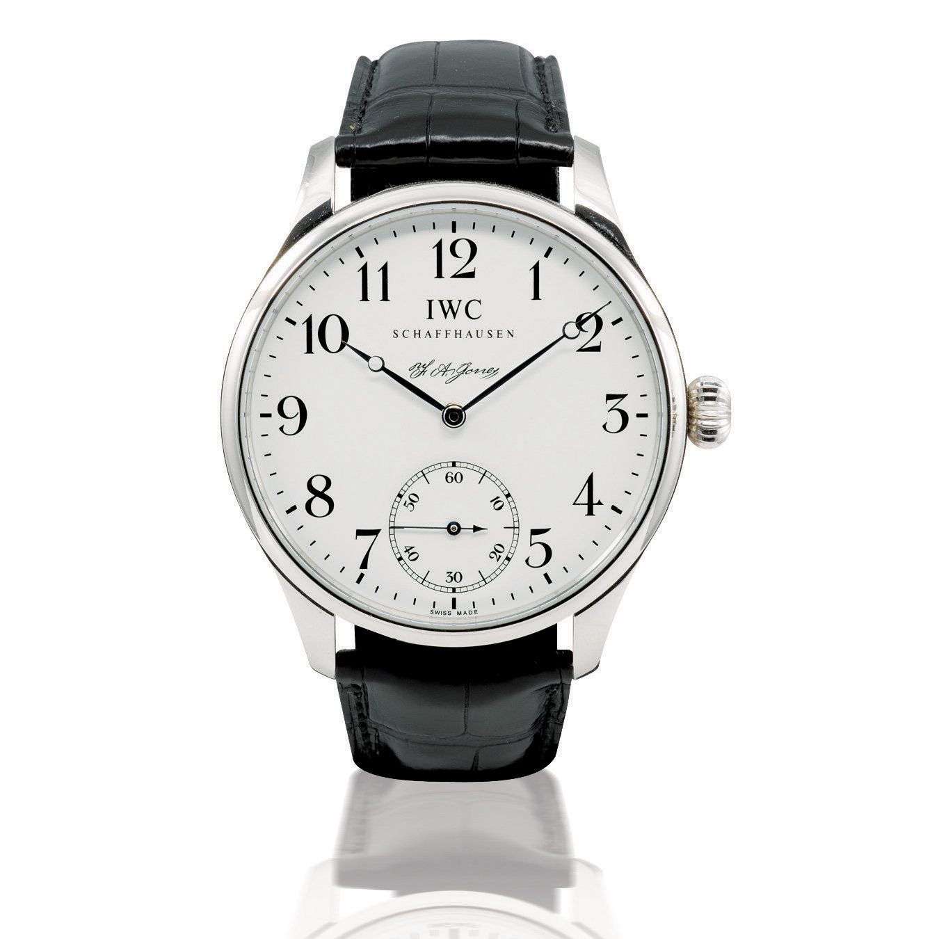 IWC. A fine and rare limited edition platinum PT950 manual wind wristwatchPortuguese F.A. Jones, Ref: 544202, Limited Edition no. 001/500, Circa 2007