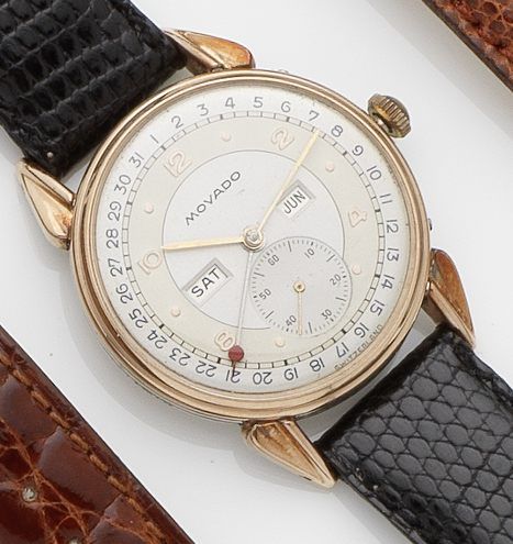 Movado. A gold plated triple date calendar manual wind wristwatchCase No.B499543/14821, Circa 1950