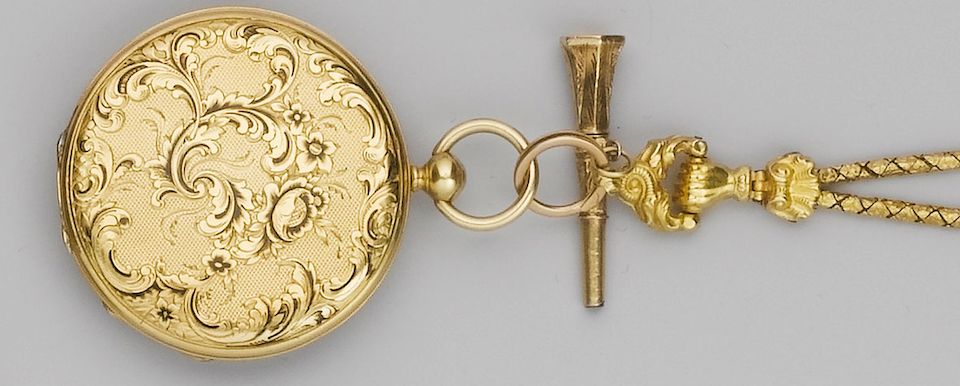 D.F.Aubert. A mid 19th century 18ct gold open face pocket watch