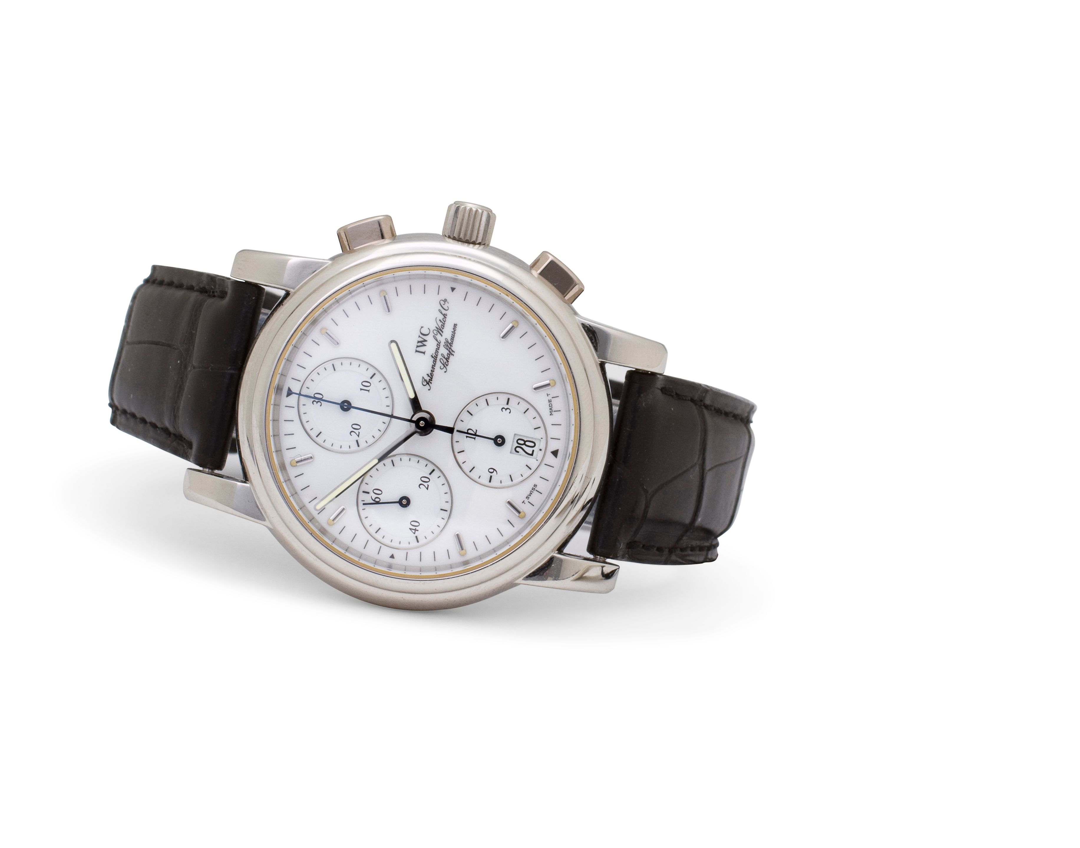 IWC. A fine and rare platinum automatic chronograph with date and registersAmalfi Chronograph, Ref:3703-003, Case No. 2486102