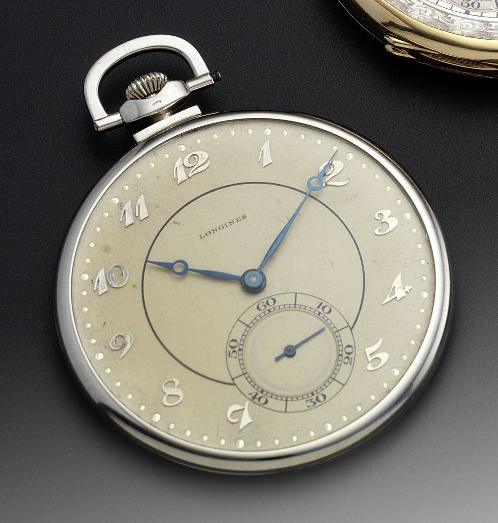 Longines. An 18ct white gold open face keyless wind dress watchNumber 4433900, circa 1930