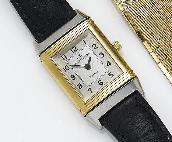 Jaeger-LeCoultre. A lady's stainless steel and gold quartz wristwatchReverso, Reference Number 260.5.08, Case Number 1721263, Recent