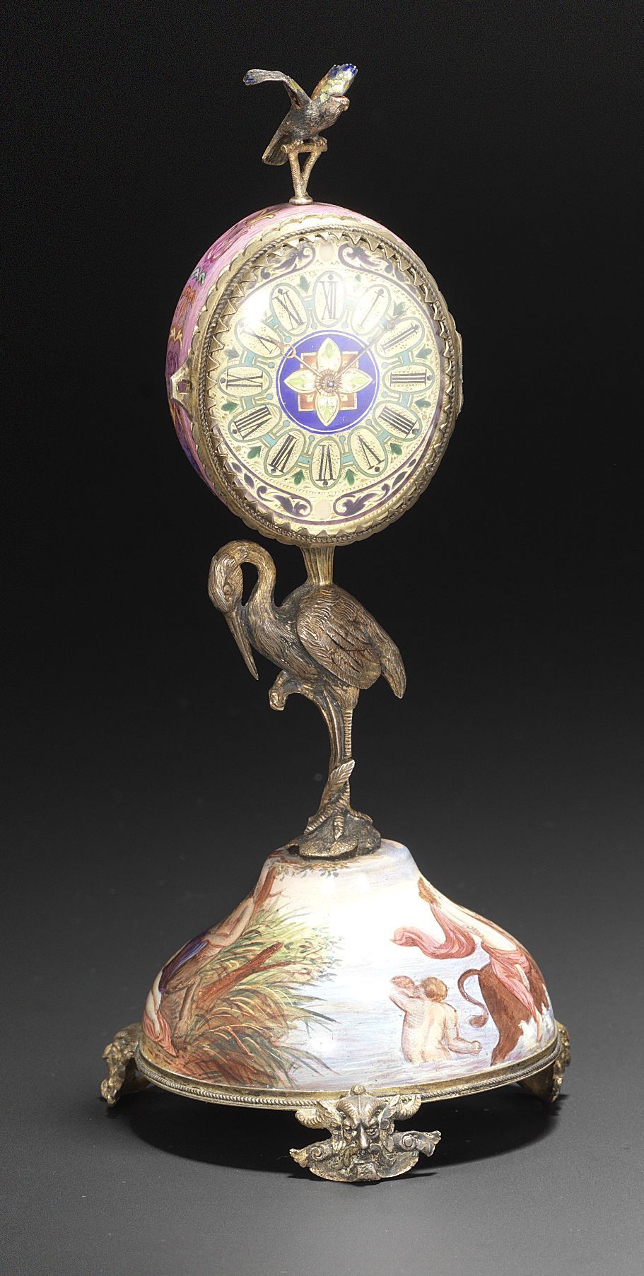 An early 19th century gilt metal Viennese enamel timepiece