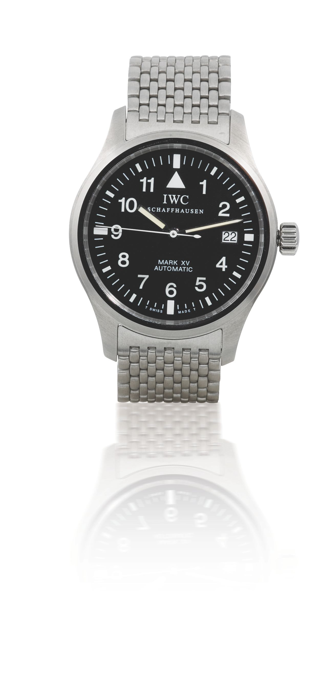 IWC. A fine stainless steel automatic calendar bracelet watchMark XV, Die Fliegeruhr, Ref:3253-002, Case number 2776053, Circa 2000