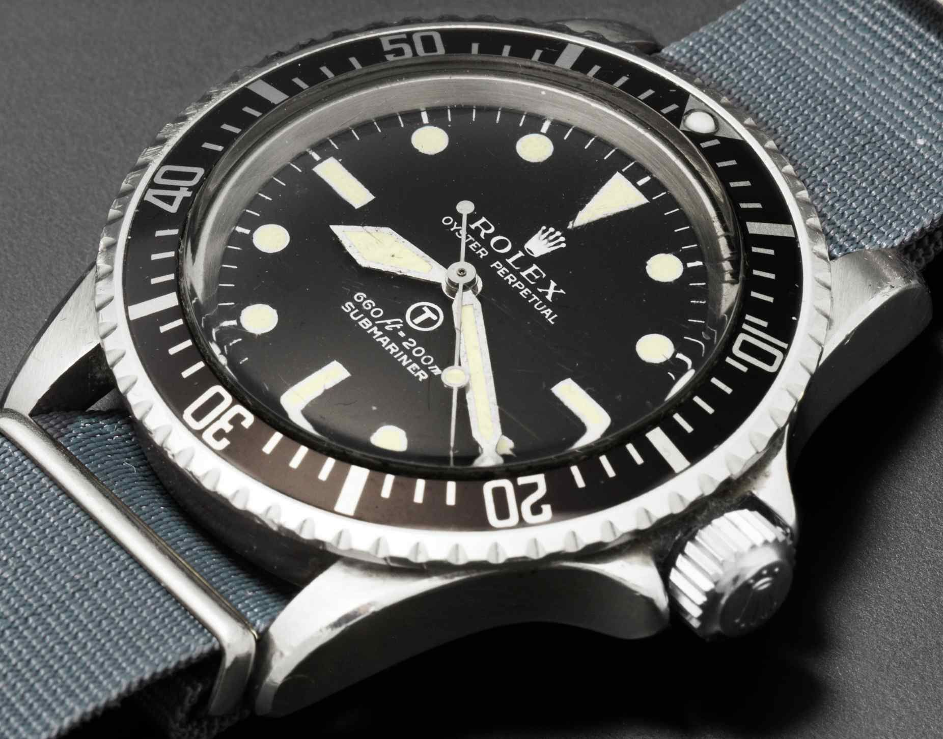 Rolex. A stainless steel automatic centre seconds military issue wristwatchSubmariner, Ref:5513, Serial No.3764***, Issued 1974