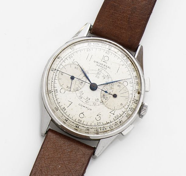 Universal. A stainless steel manual wind chronograph wristwatchCompur, Movement No.182447, Circa 1950