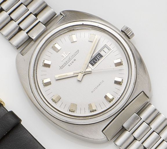 Jaeger-Le Coultre. A stainless steel automatic calendar bracelet watchClub. 1970's