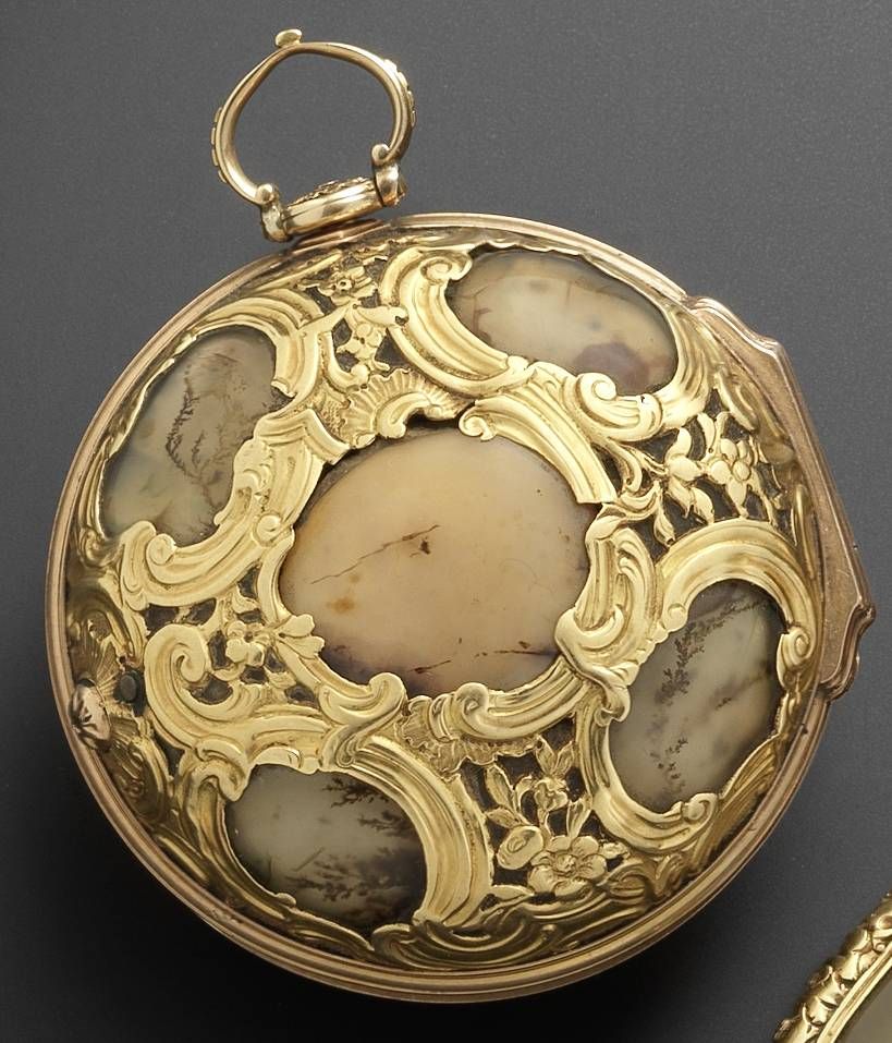 Benjamin Sidey. A fine early 18th century 22ct gold and moss agate pair case pocket watchNumbered 3148, Circa 1720