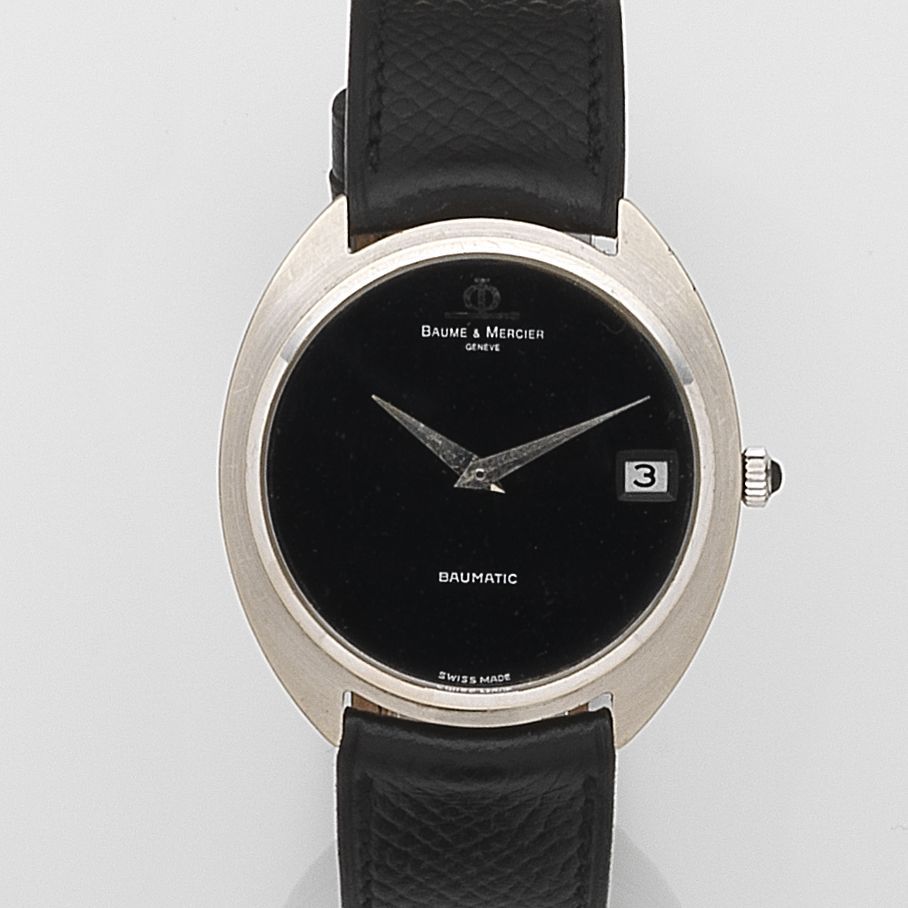 Baume & Mercier. An 18ct white gold automatic calendar wristwatchBaumatic, Ref:J5114B, Case No.615708, Circa 1965