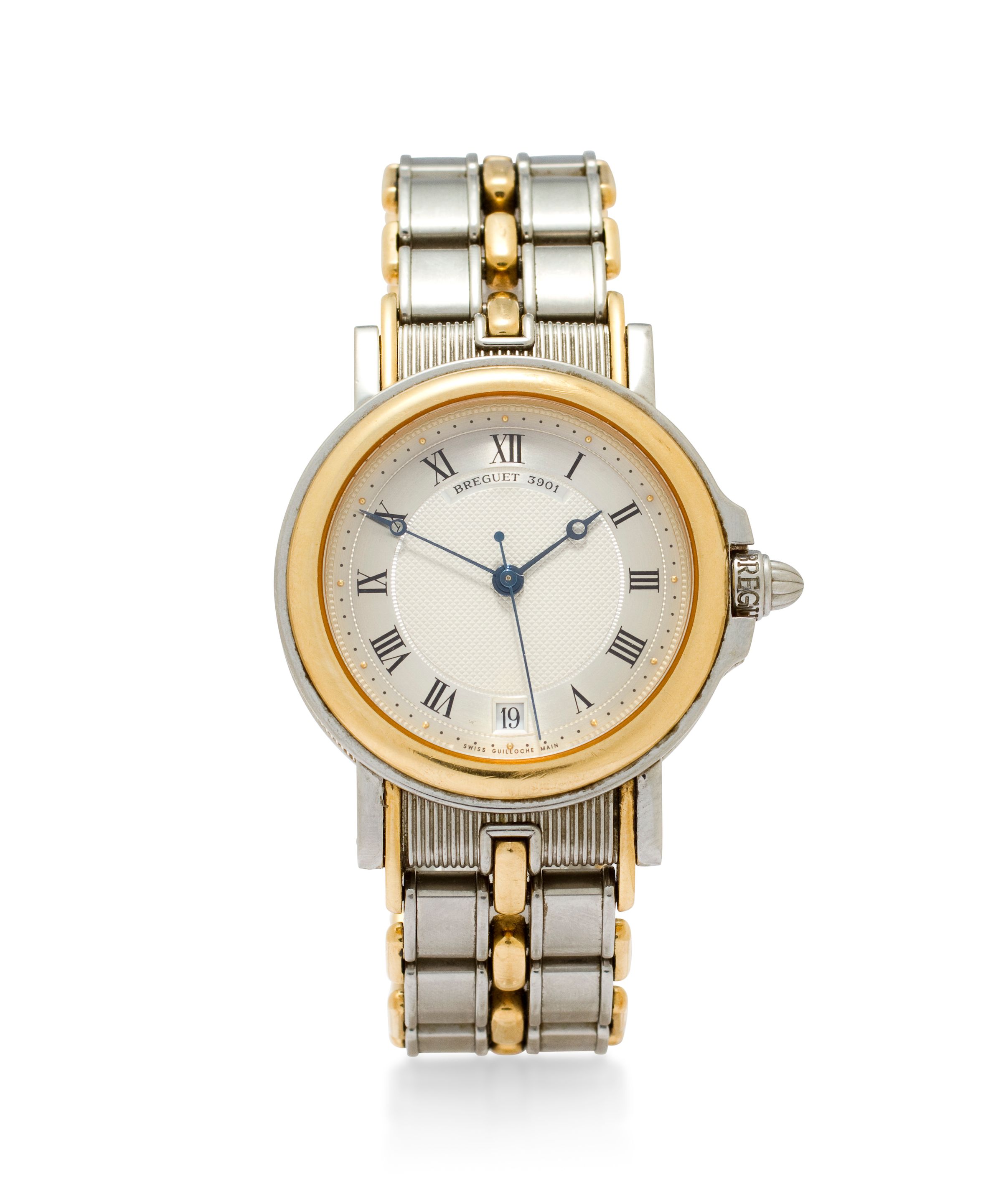 Breguet. A stainless steel and gold automatic center seconds bracelet watch with dateMarine Automatic, Case No.3901, 1990's