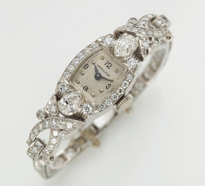 A lady's diamond wristwatch, Hamilton