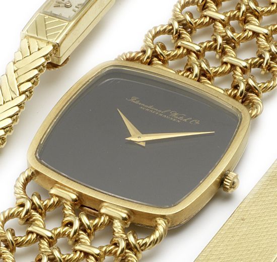 IWC. An 18ct gold manual wind bracelet watch1980's