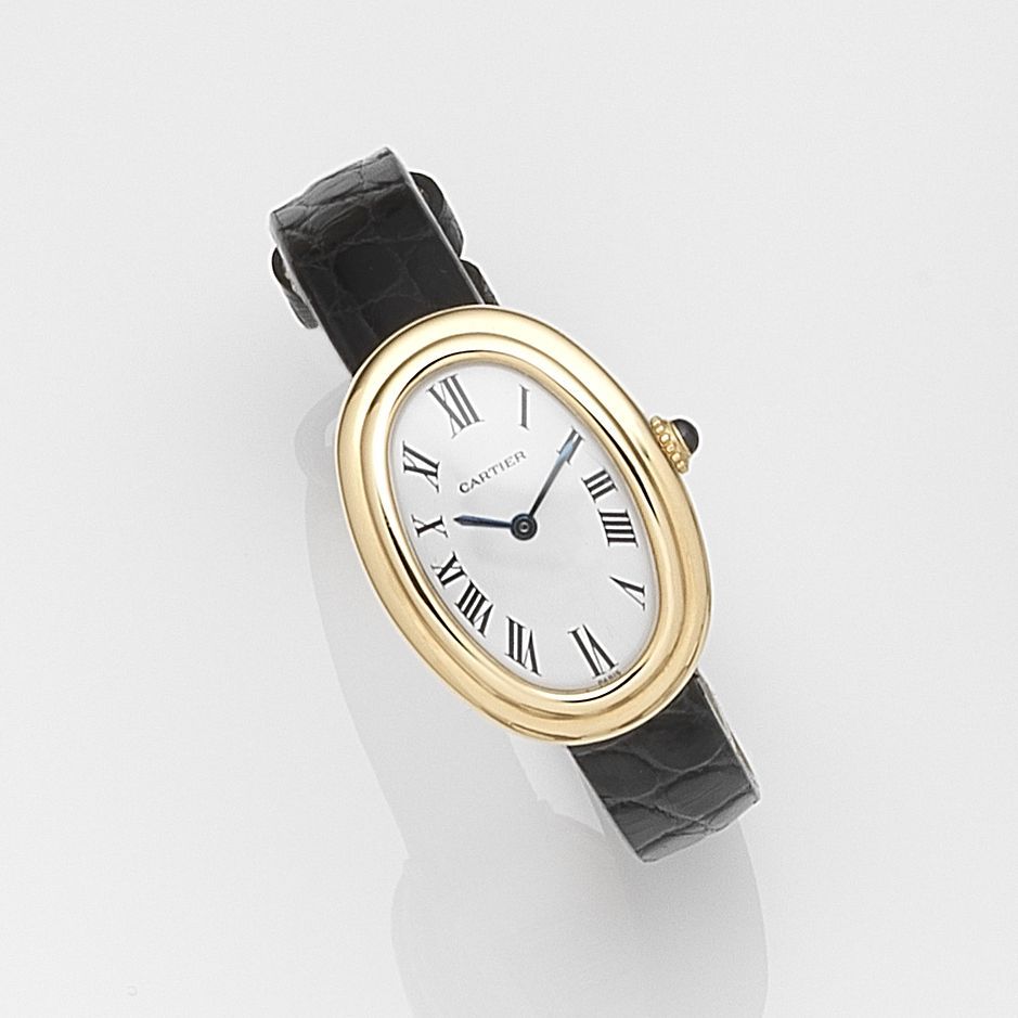 Cartier. A lady's 18ct gold manual wind wristwatch Baignoire, Case No.780942999, Circa 2000