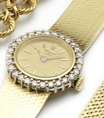 Chopard. A lady's 18ct gold and diamond set bracelet watch1960's