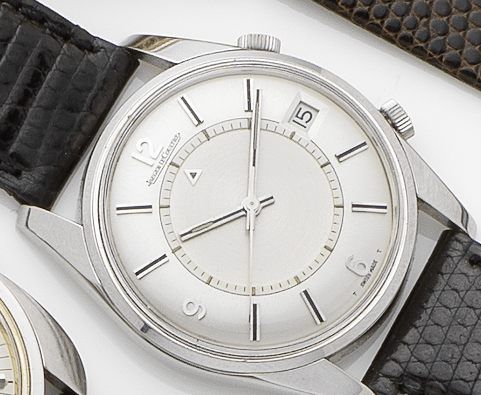 Jaeger-LeCoultre. A stainless steel calendar alarm automatic wristwatchMemovox, Ref:E11005, Case No.992677, Movement No.1940763, Circa 1967