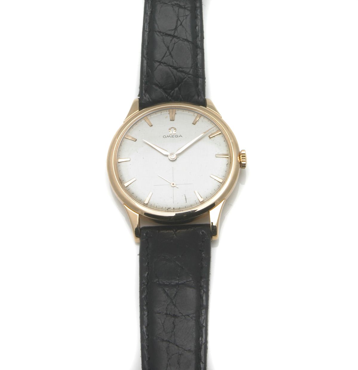 Omega. An 18k pink gold wristwatch1950s