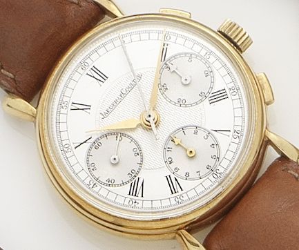 Jaeger-Le Coultre. An 18ct gold manual wind chronograph wristwatch