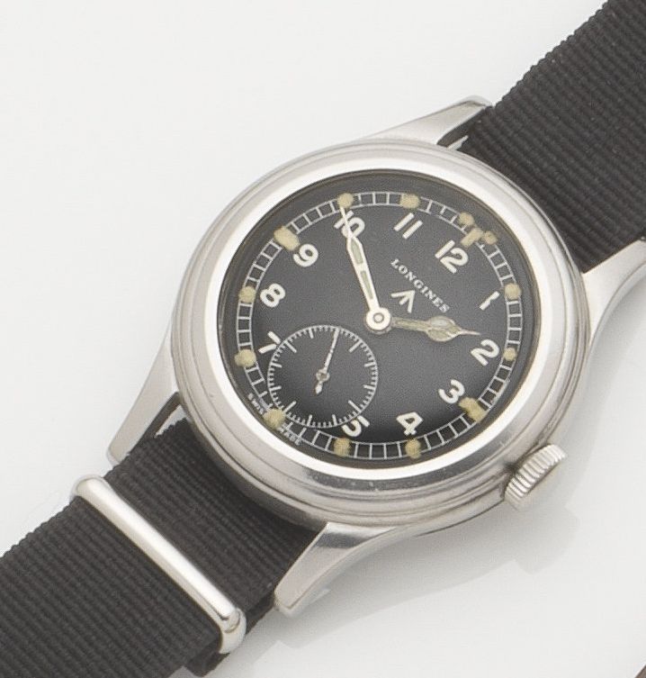 Longines. A stainless steel manual wind military wristwatchRef:23088, Case No.4710, Movement No.6988526, 1950's