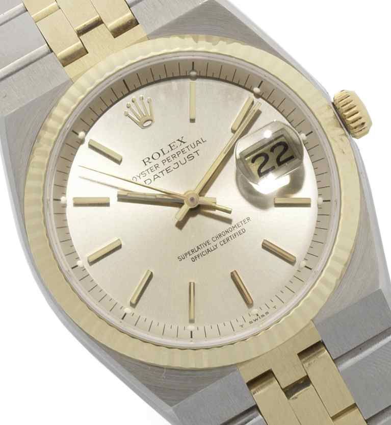 Rolex. A rare stainless steel and gold automatic centre seconds calendar bracelet watchDatejust, Ref:1630, Circa 1977