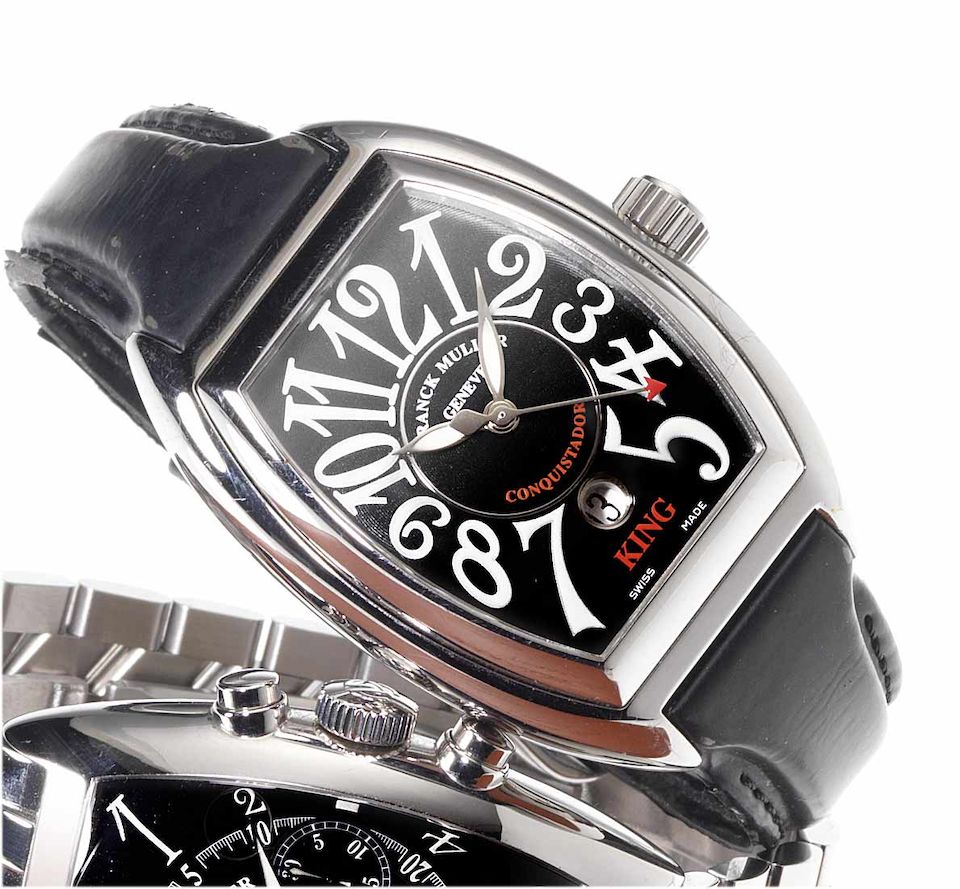 Franck Muller. A fine stainless steel automatic centre seconds calendar wristwatchConquistador King, Ref:8001SC, No.282, Sold in 2001
