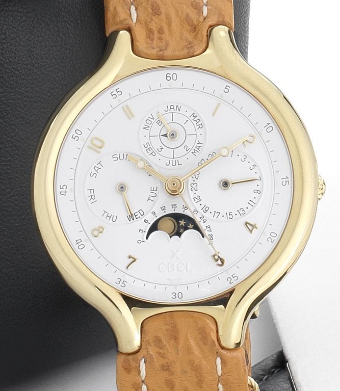 Ebel. A fine and rare 18ct gold automatic centre seconds perpetual calendar wristwatch with moon phasesBeluga, Ref:8129960, Circa 1990