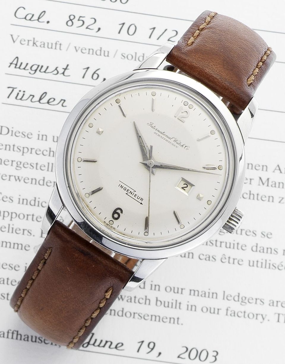 IWC. A fine stainless steel automatic calendar wristwatchIngenieur, Circa 1958