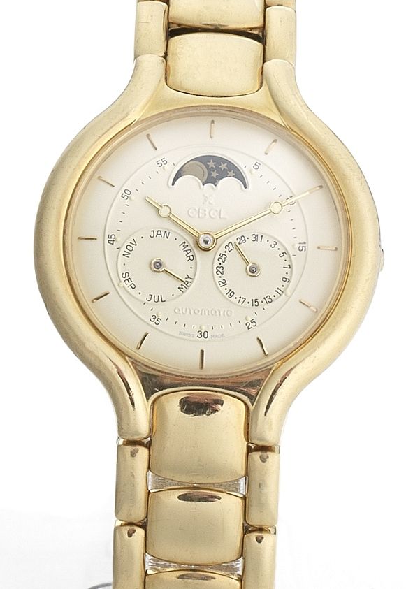 Ebel. A fine 18ct gold automatic centre seconds calendar wristwatch with moon phasesBeluga, Case No.895960, Circa 1990
