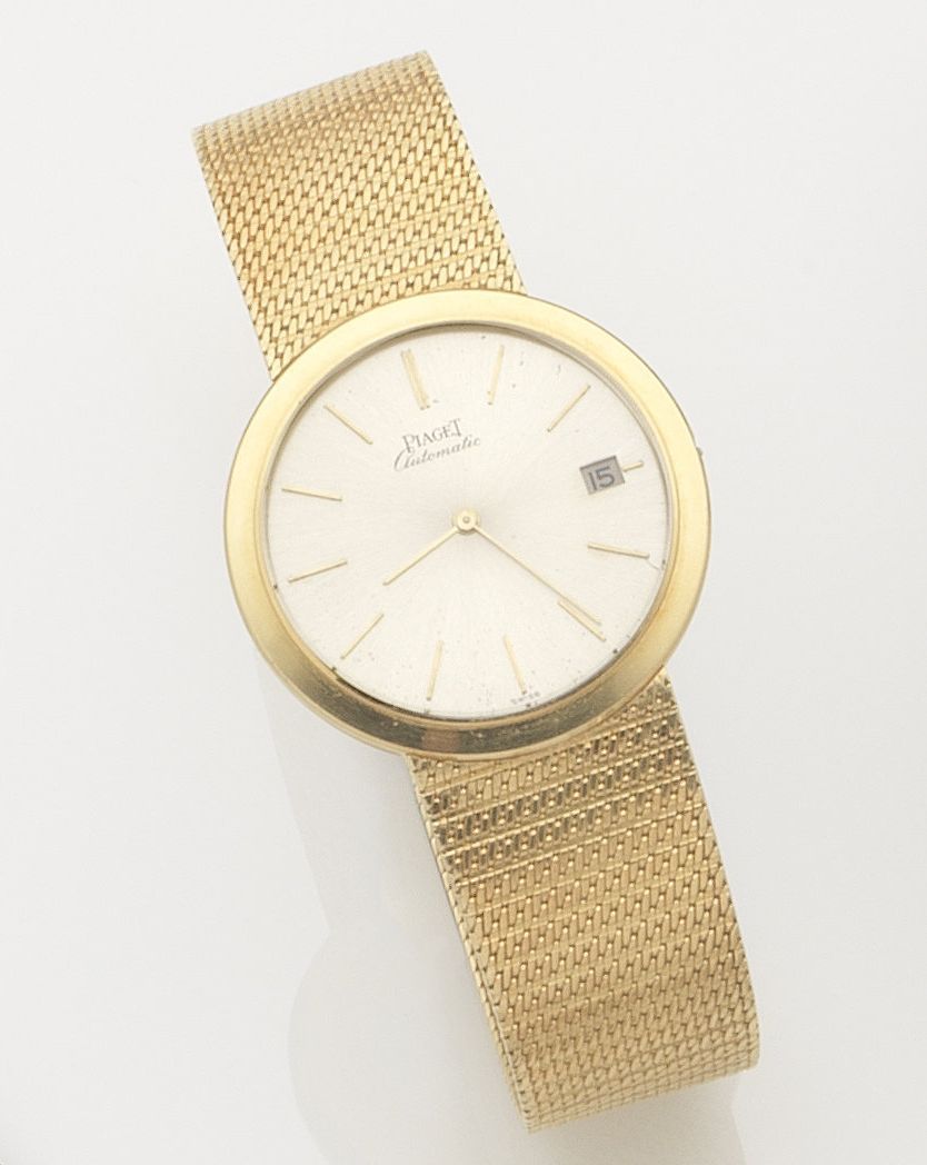 Piaget. An 18ct gold automatic calendar bracelet watch1980's
