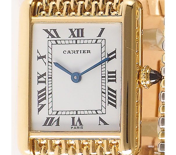 Cartier. A gents 18ct gold rectangular bracelet watch Tank, Ref:C69, Serial No.780867643, recent