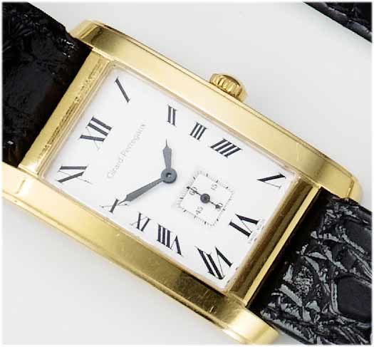 Girard Perregaux. An 18ct gold rectangular wristwatch Recent