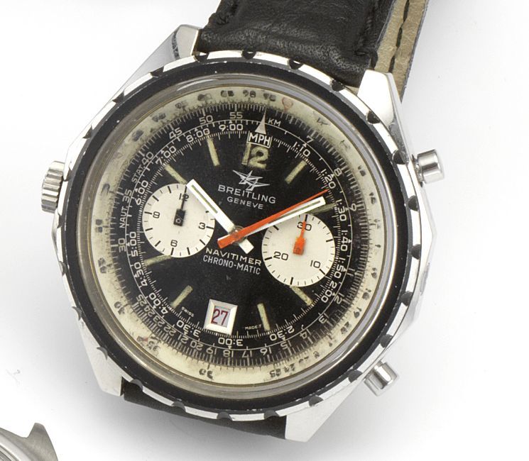 Breitling. A stainless steel manual wind chronograph wristwatchNavitimer Chrono-matic, 1970's