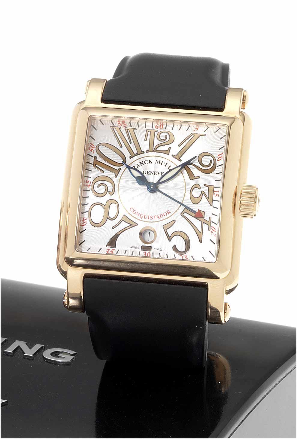 Franck Muller. A fine 18ct rose gold limited edition centre seconds automatic calendar wristwatchCortez 10000 H SC Conquistador, Relief No.74, Sold 2007