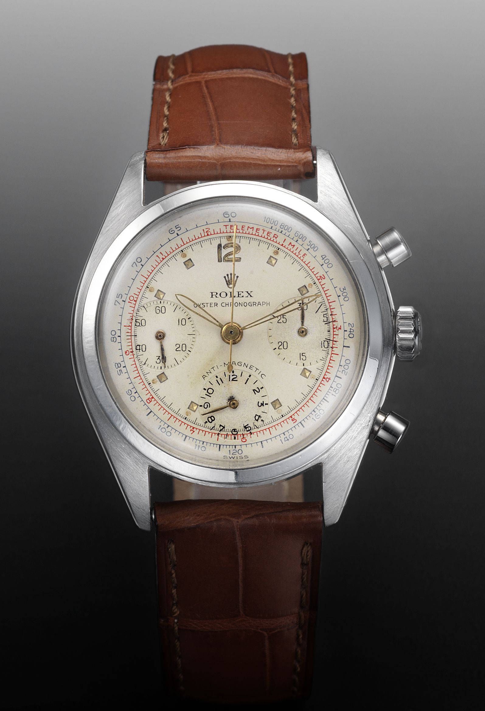 Rolex. A fine and rare stainless steel chronograph wristwatchOyster Chronograph, Anti-Magnetic, Ref:6234, circa 1954