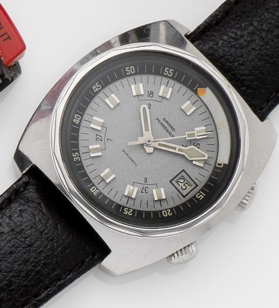 Girard-Perregaux. A stainless steel calendar automatic bracelet watchGyromatic Deep Diver, 1970's