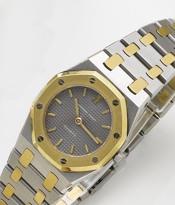 Audemars Piguet. A lady's stainless steel and gold quartz wristwatchRoyal Oak, Number 728, Recent