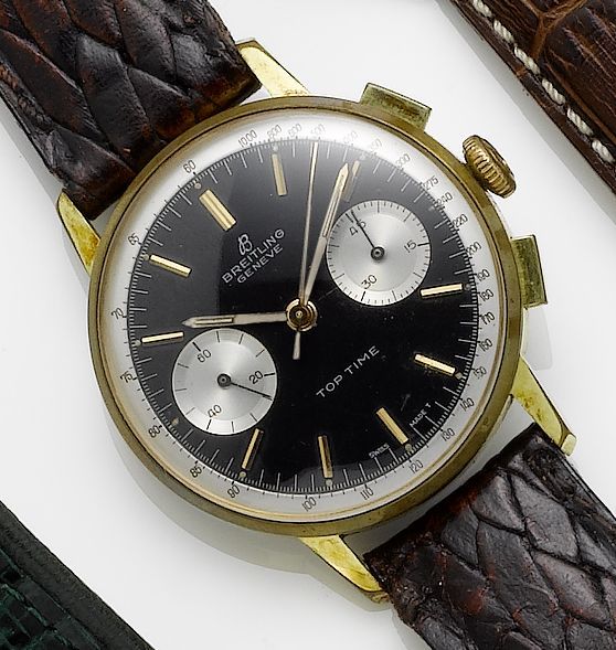 Breitling. A gold plated manual wind chronograph wristwatchToptime, 1960's