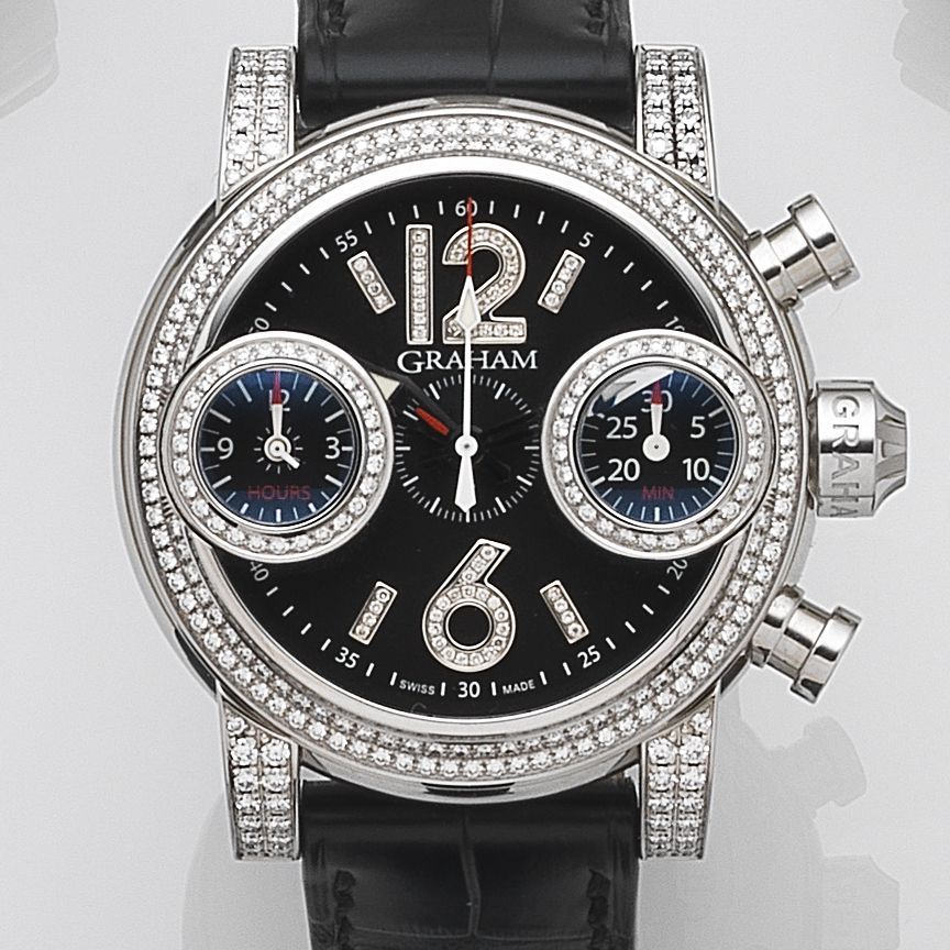 Graham. A stainless steel and diamond set automatic chronograph wristwatch Chronograph Swordfish, No.36/50, Sold 15th January 2010