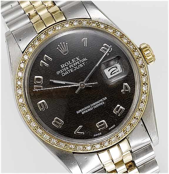 Rolex. An automatic calendar watch with associated stainless steel and 14ct gold bracelet Datejust, 1987