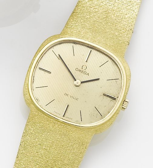 Omega. An 18ct gold manual wind bracelet watchDe ville, 1970's
