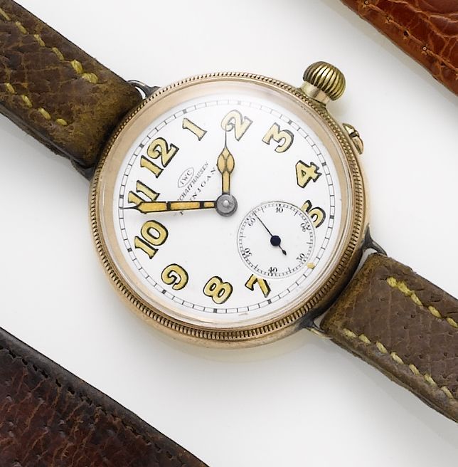 IWC. A 9ct gold borgel cased manual wind wristwatchFinnegans, Hallmarked London Import 1915