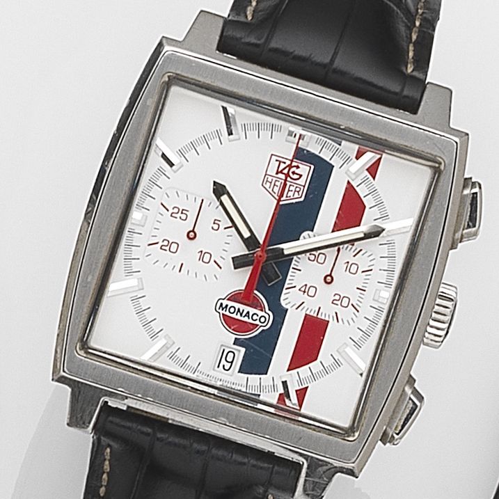 TAG Heuer. A stainless steel manual wind calendar chronograph wristwatch Monaco Vintage, Ref:CW2118, Case No.VG9003, Circa 2005