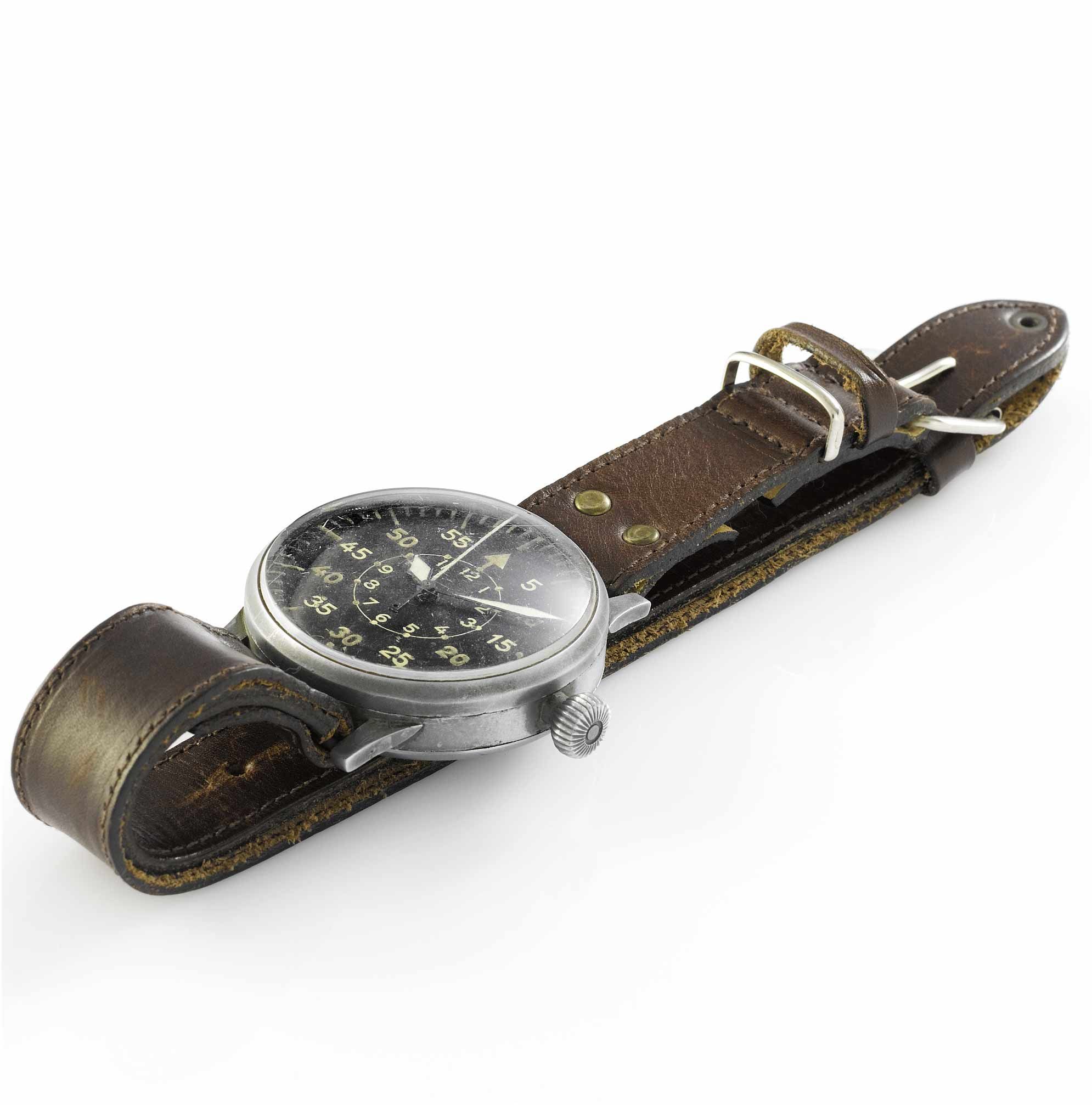 Laco. A fine oversized German military issue observation wristwatch1940's