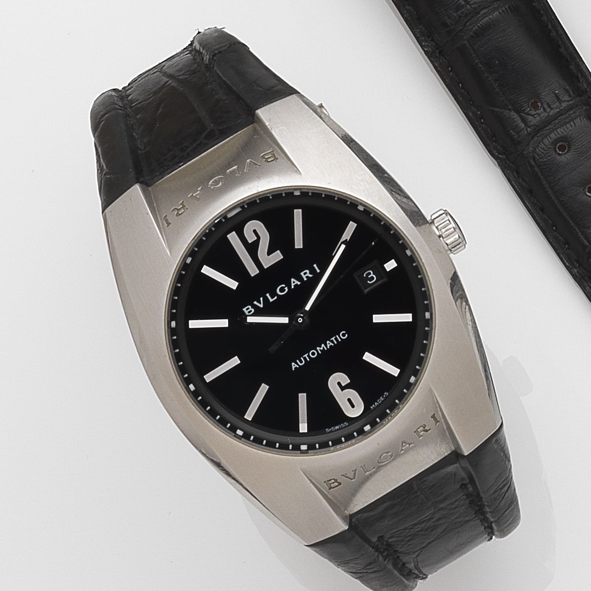 Bulgari. A stainless steel automatic calendar wristwatchErgon, Ref:EG 40 S, Case No.D5382, Sold 6th October 2004