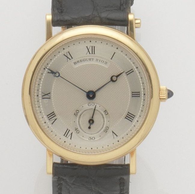 Breguet. An 18ct gold manual wind wristwatchClassique, Ref:BA3290, No.2102, Sold 15th December 1986